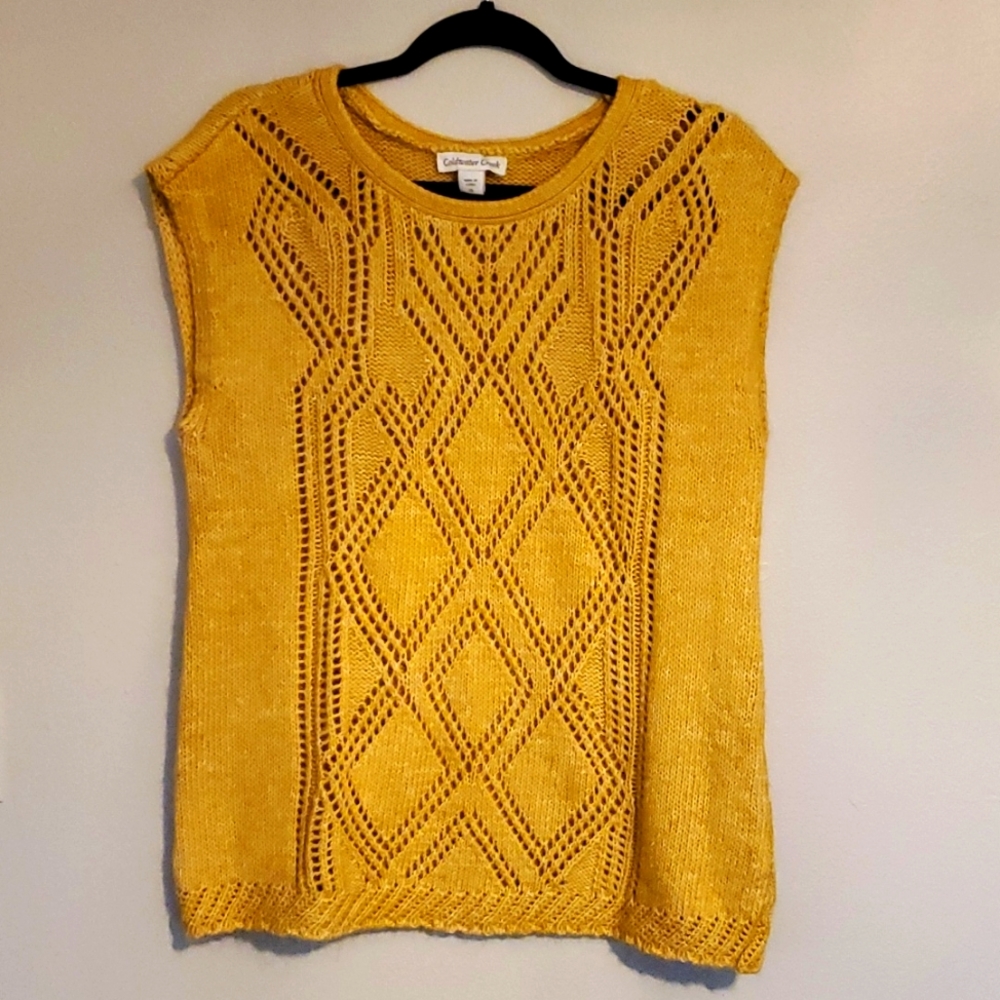 Coldwater Creek sweater vest, mustard yellow